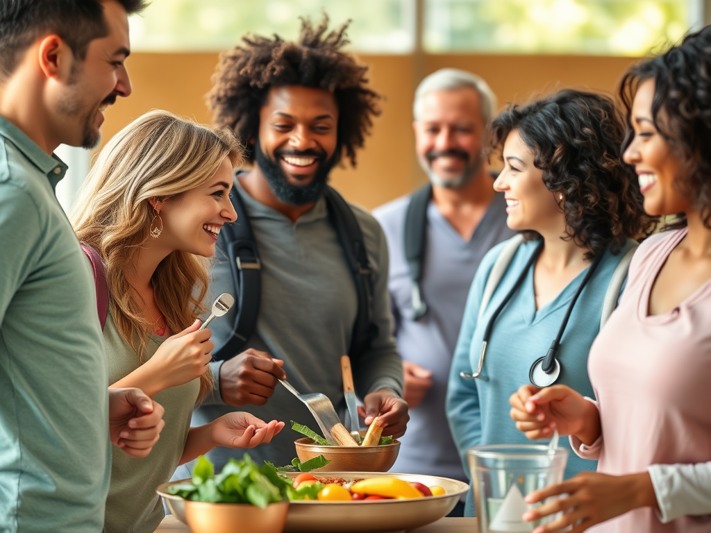 A group of American adults participating in health-conscious activities to manage diabetes. SELFLOVECLUB