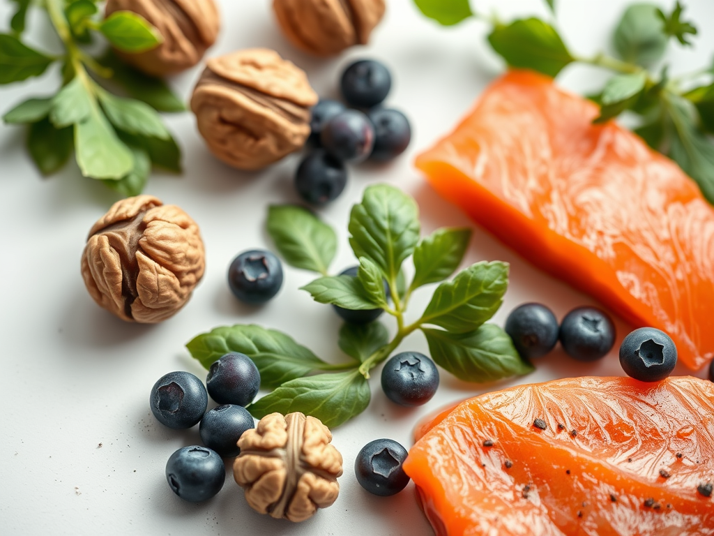 Brain-boosting foods like salmon, nuts, and berries to help prevent cognitive decline. SELFLOVECLUB