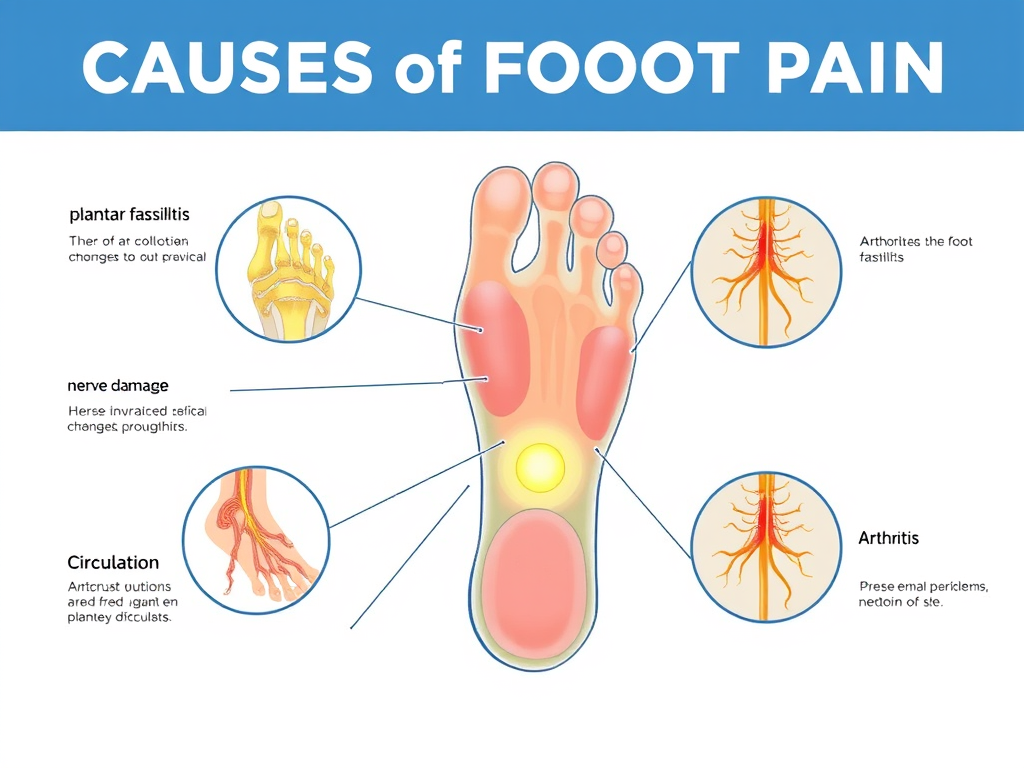 Diagram showing 4 medical causes of foot pain – SELFLOVECLUB