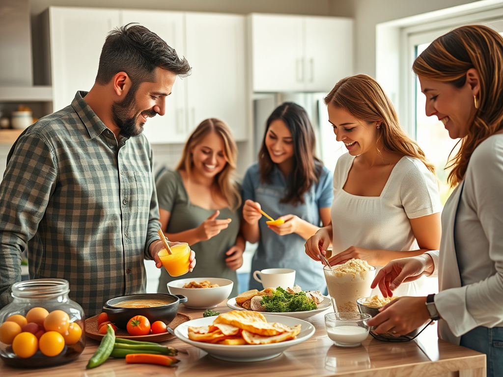Family preparing a nutritious, protein-rich breakfast to support weight loss – SELFLOVECLUB