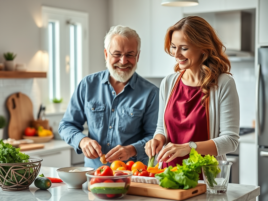 Middle-aged American couple preparing a nutritious meal together – SELFLOVECLUB