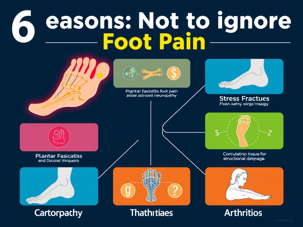 Infographic outlining 6 serious causes of foot pain and why early care matters – SELFLOVECLUB