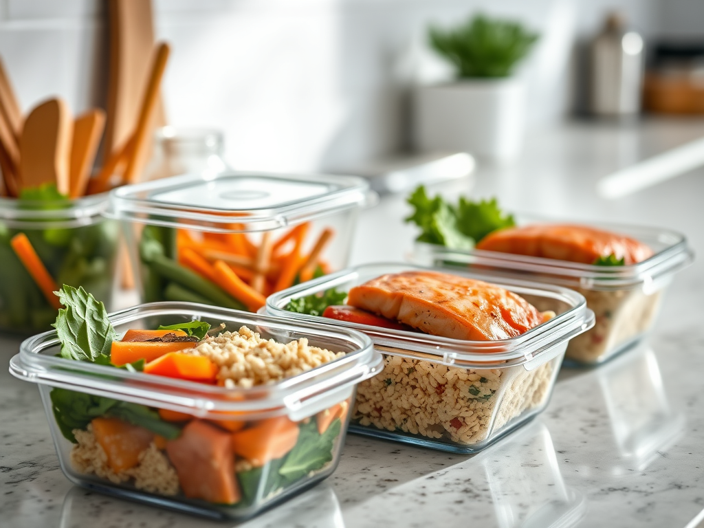 A vibrant meal prep showcasing balanced nutrition for modern wellness. SELFLOVECLUB