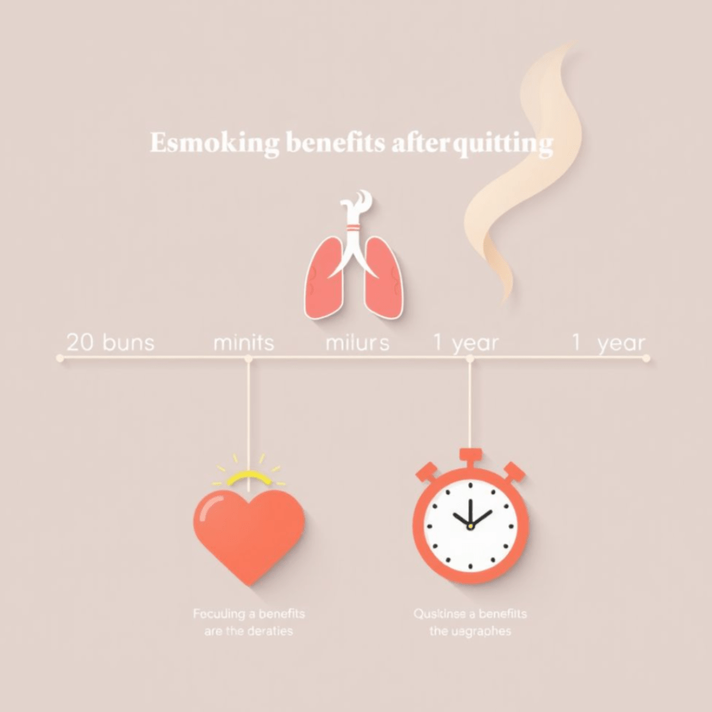 A graphic timeline of positive body changes after quitting smoking. SELFLOVECLUB

