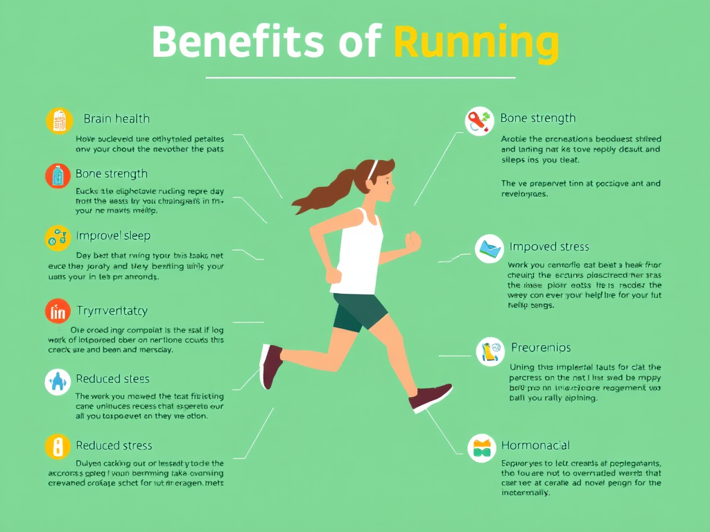 A visual summary of 10 free health benefits of running, from immunity to confidence. SELFLOVECLUB

