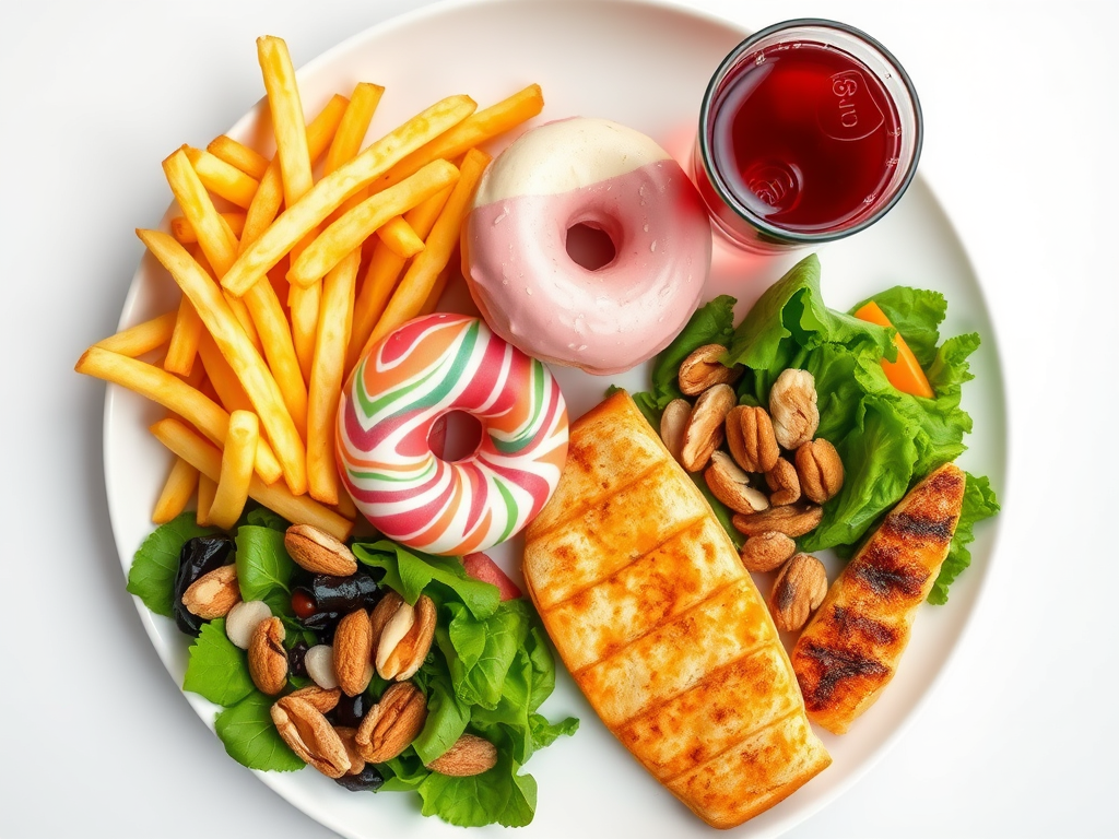 A visual contrast between foods that increase the risk of diabetes/dementia and foods that help prevent them. SELFLOVECLUB