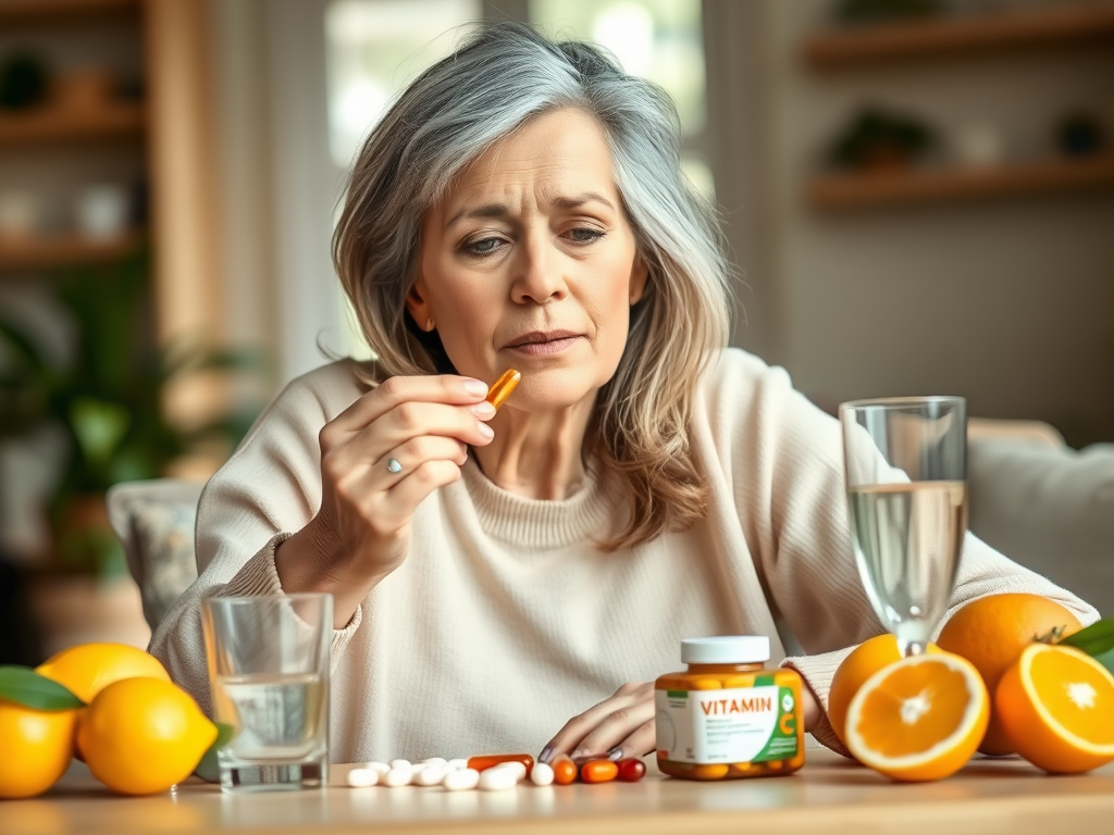 A midlife woman supplementing with high-dose vitamin C for stress and immunity – SELFLOVECLUB