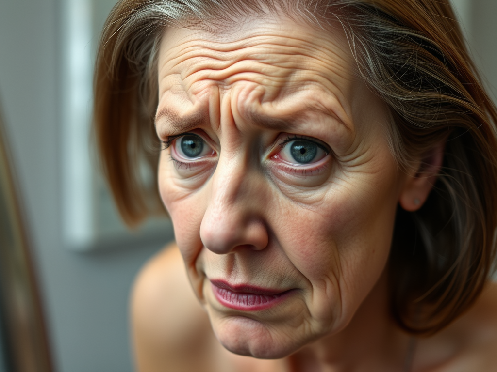 A middle-aged American woman examining her scalp for signs of irritation – SELFLOVECLUB