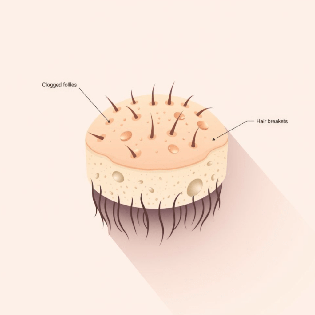 Diagram showing scalp problems like dandruff and follicle blockage – SELFLOVECLUB

