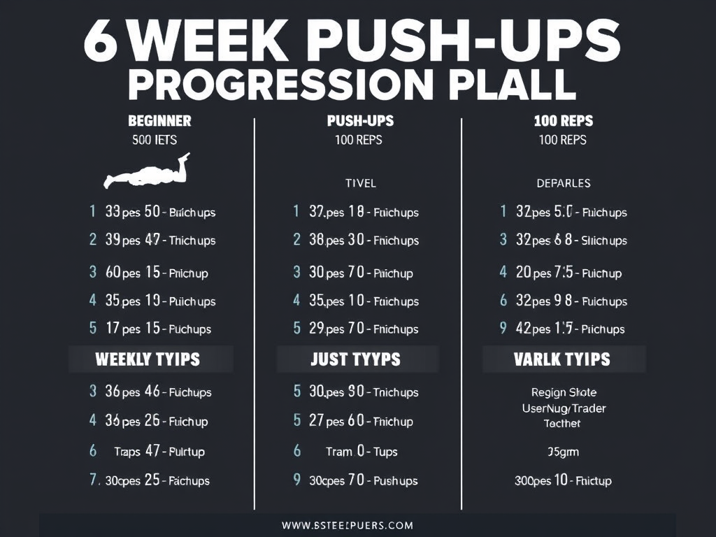 Infographic showing push-up challenge from beginner to 100 reps in 6 weeks – SELFLOVECLUB

