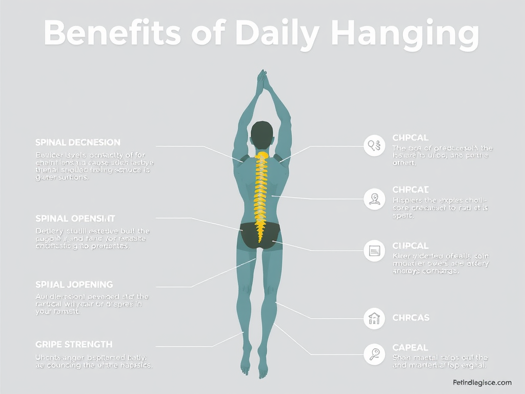 Infographic showing how daily hanging improves spine, shoulders, and hand strength – SELFLOVECLUB