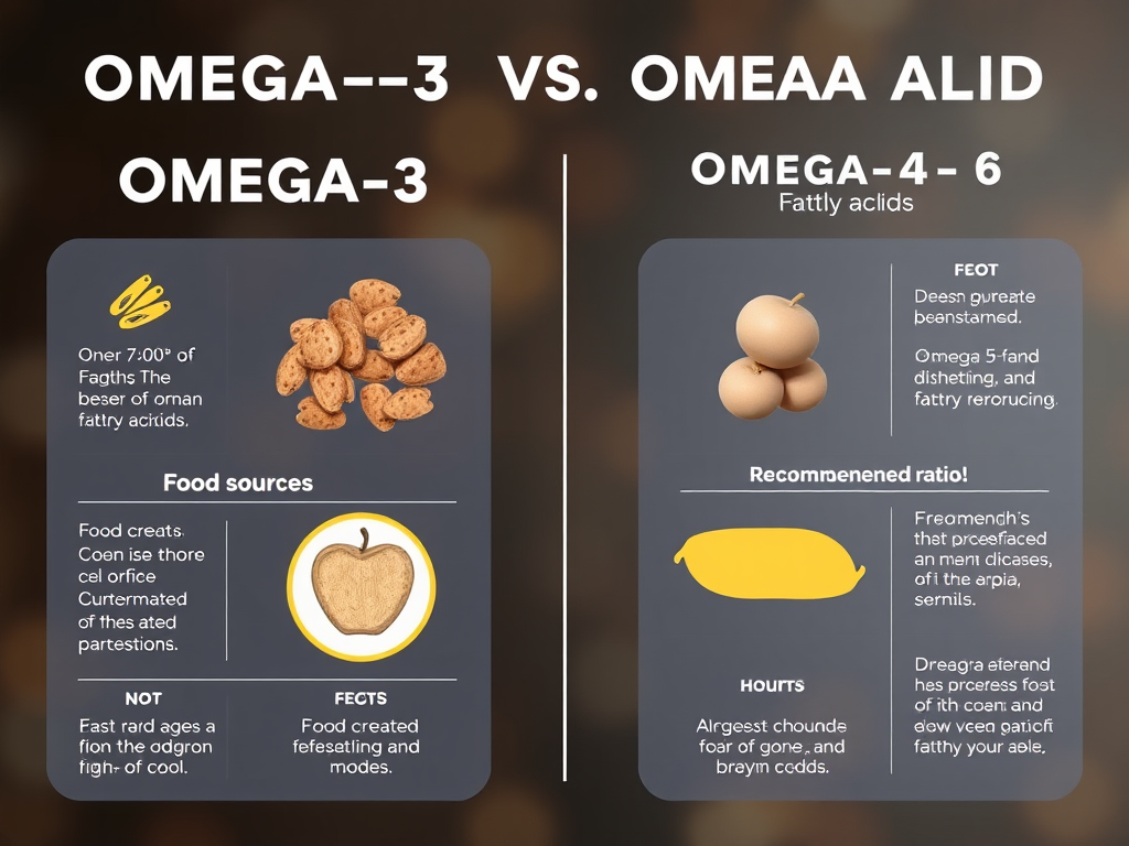 Infographic comparing omega-3 and omega-6 benefits and food examples – SELFLOVECLUB


