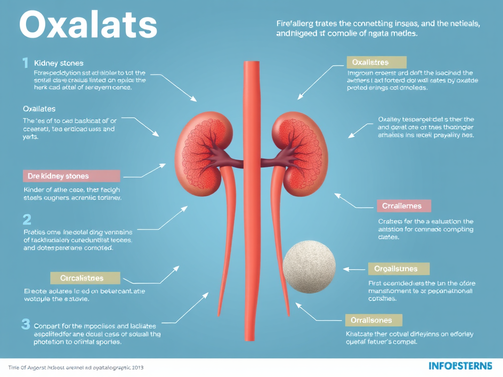Infographic showing how oxalates form kidney stones and affect kidney function – SELFLOVECLUB

