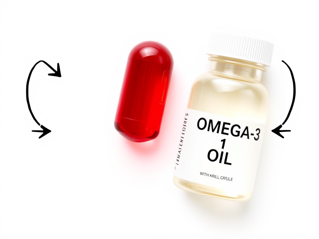A visual comparison of krill oil and fish oil capsules on a clean background – SELFLOVECLUB